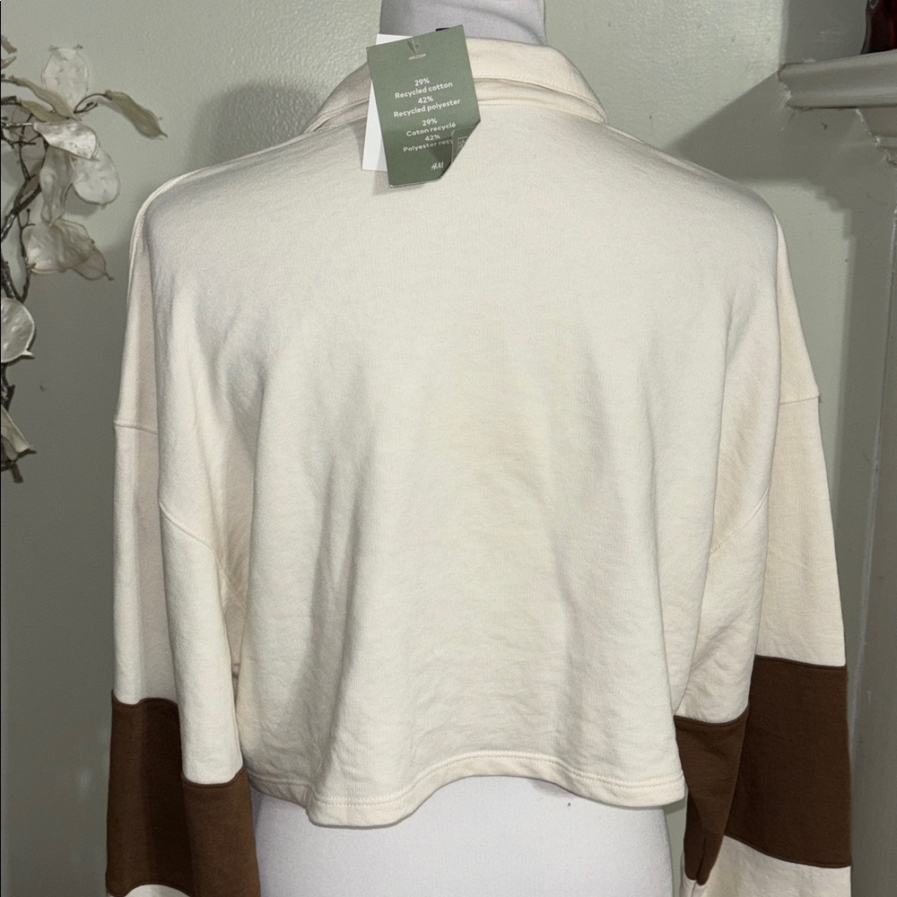 H&M Women's Cream Brown Wyoming Crop Top - Picture 3 of 4